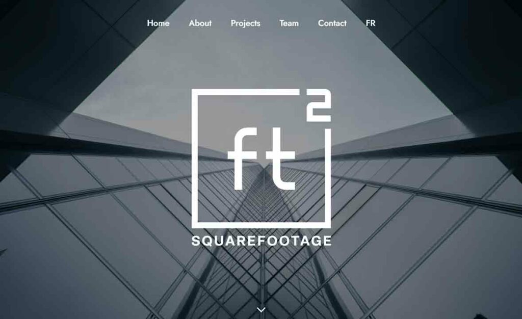 A screenshot of the Square Footage general contractor website.