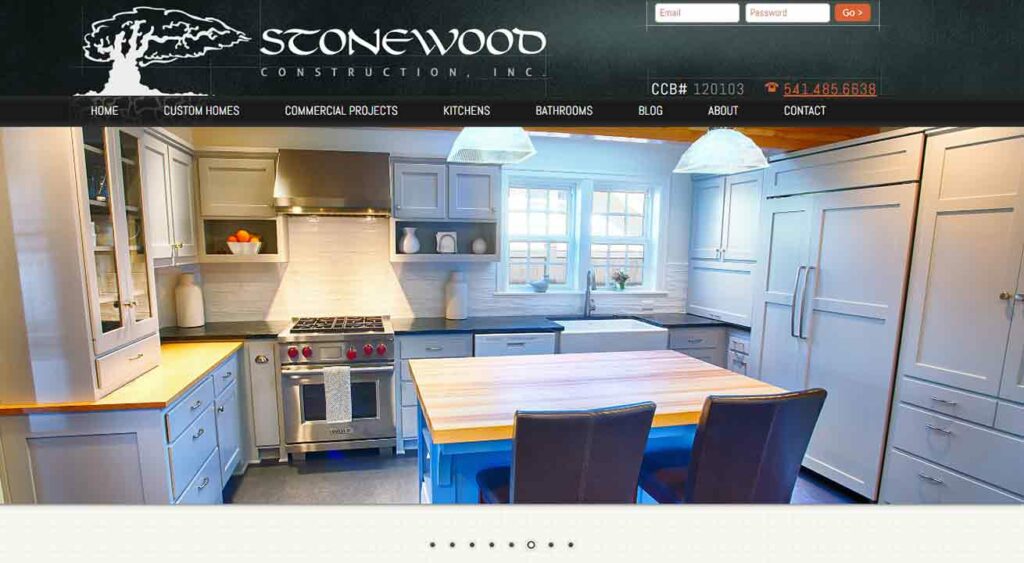 A screenshot of the Stonewoo Construction general contractor website.