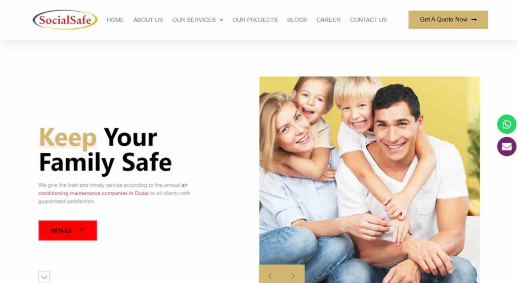 A screenshot of Social Safe HVAC website.