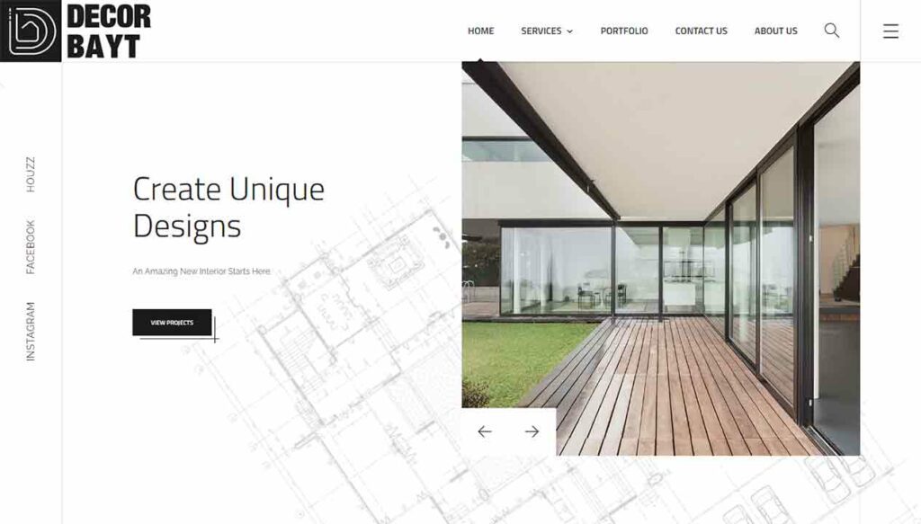 A screenshot of the Decor Bayt interior design website.