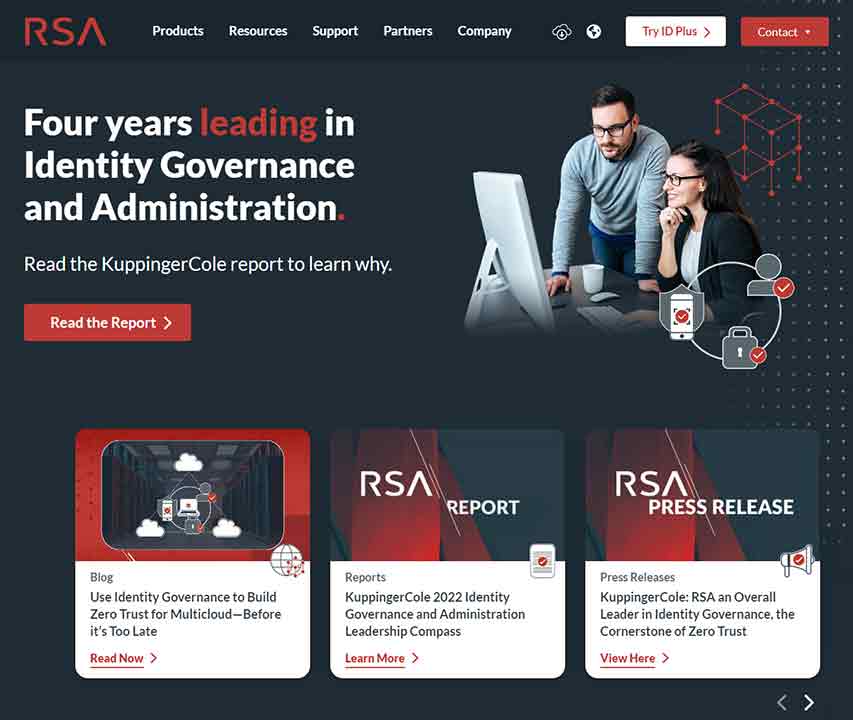 A screenshot of the RSA IT company website.
