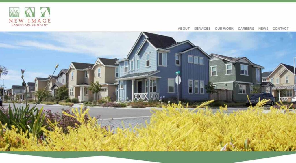 A screenshot of the New Image Landscaping Company landscaping website.