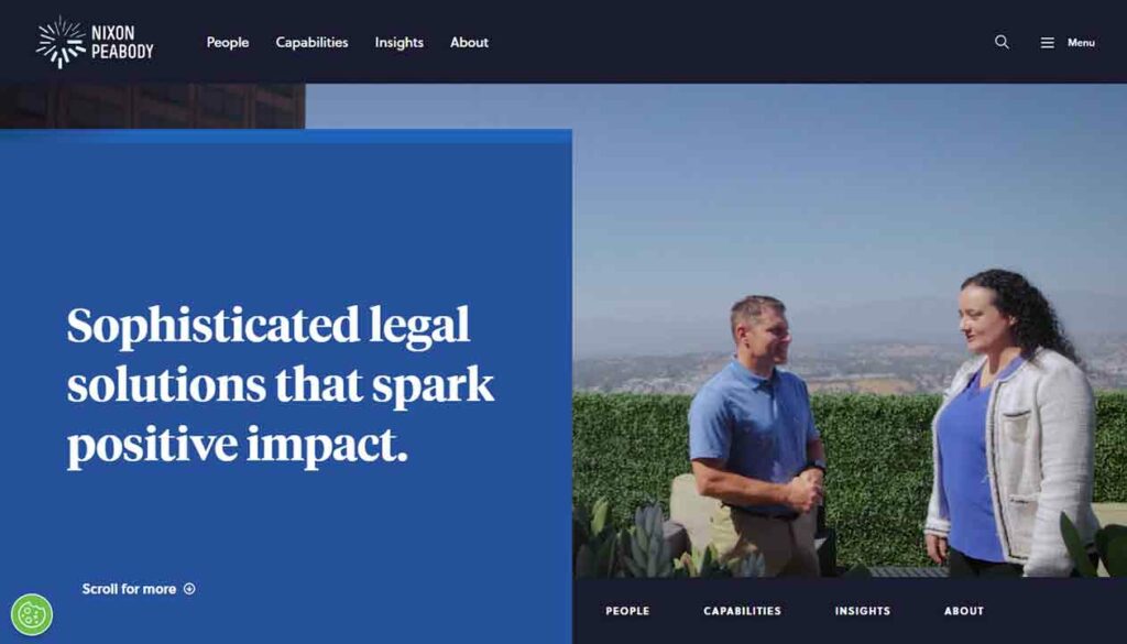 A screenshot of the Nixon Peabody law firm website.