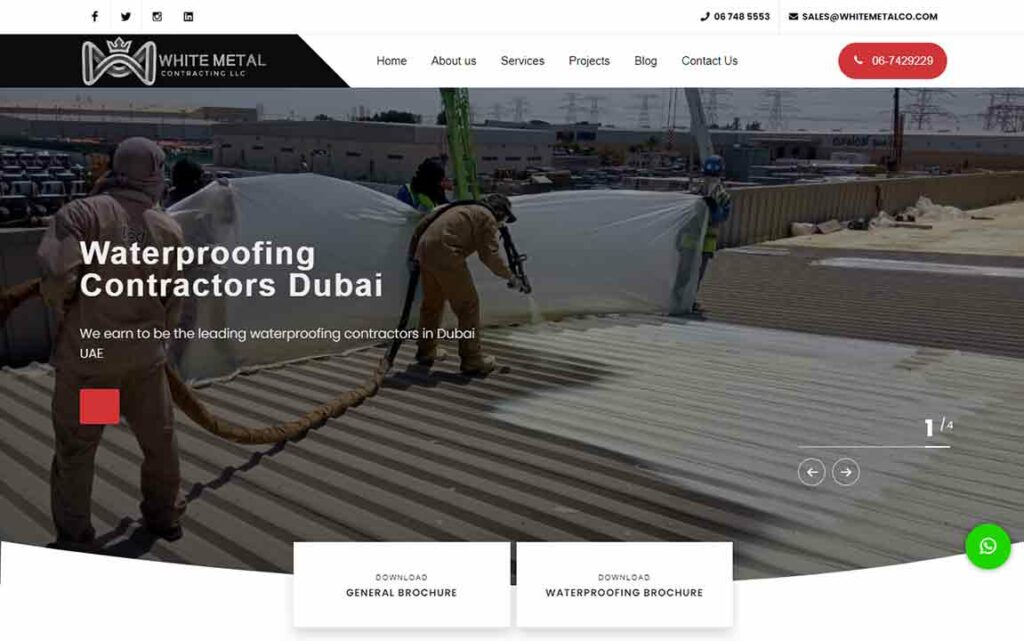 A screenshot of the White Metal Contracting painter website.