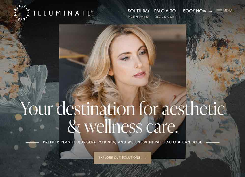 A screenshot of the Illuminate plastic surgeon website.