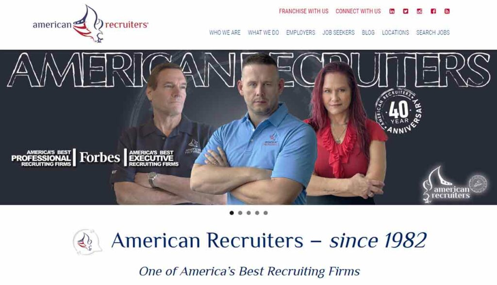 A screenshot of the American Recruiters recruitment website.