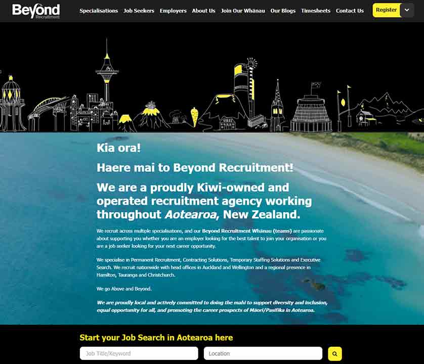 A screenshot of the Beyond recruitment website.