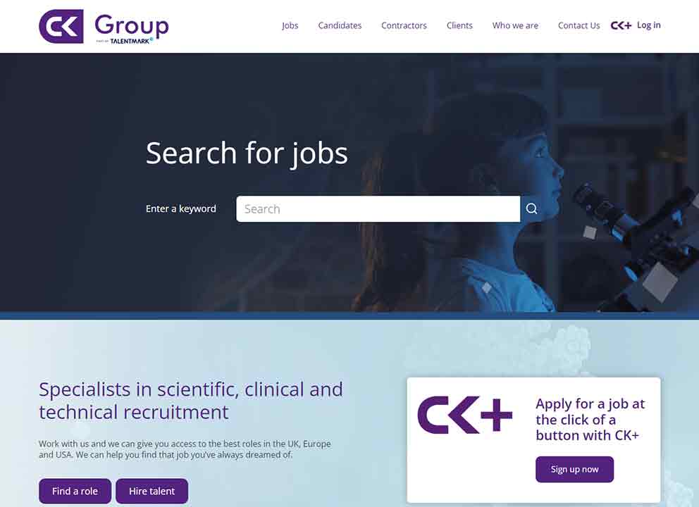 A screenshot of the CK Group recruitment website.