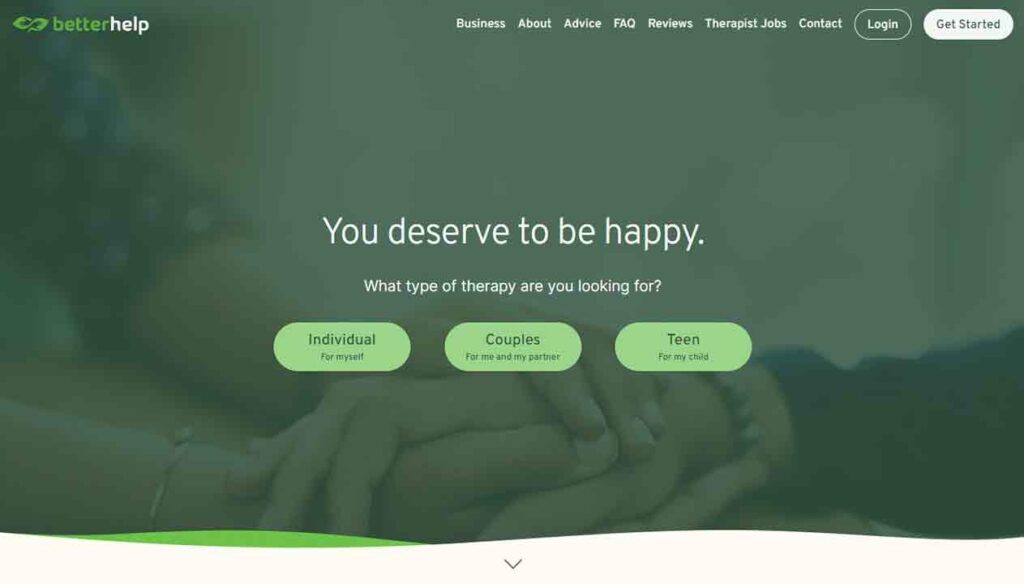 A screenshot of the Better Help therapist website.