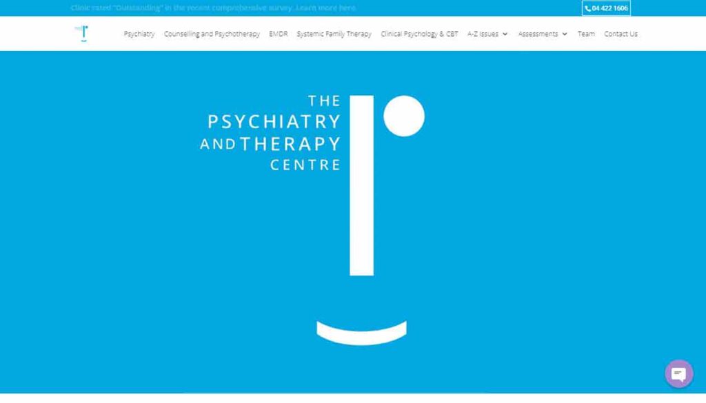 A screenshot of the Psychiatry and Therapy Centre therapist website.