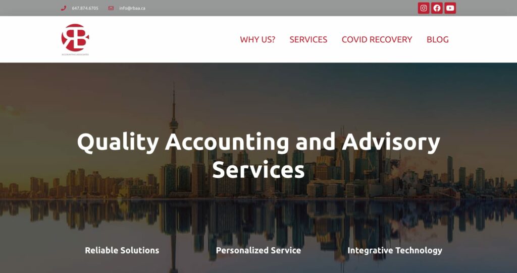 A screenshot of the RBAA accountant website.